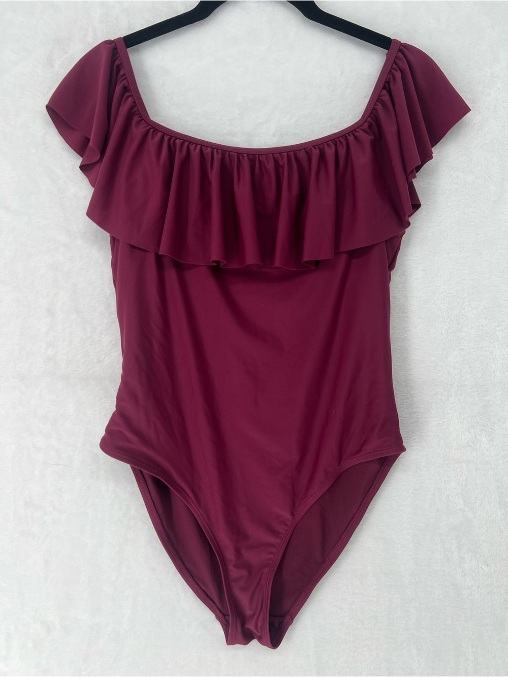 Cabana del Sol One Piece Bathing Suit Floral Sz L Wine Swim Vacation Resort